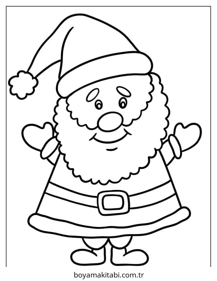 Santa Claus boyama sayfası – PDF indir, sevimli karakter