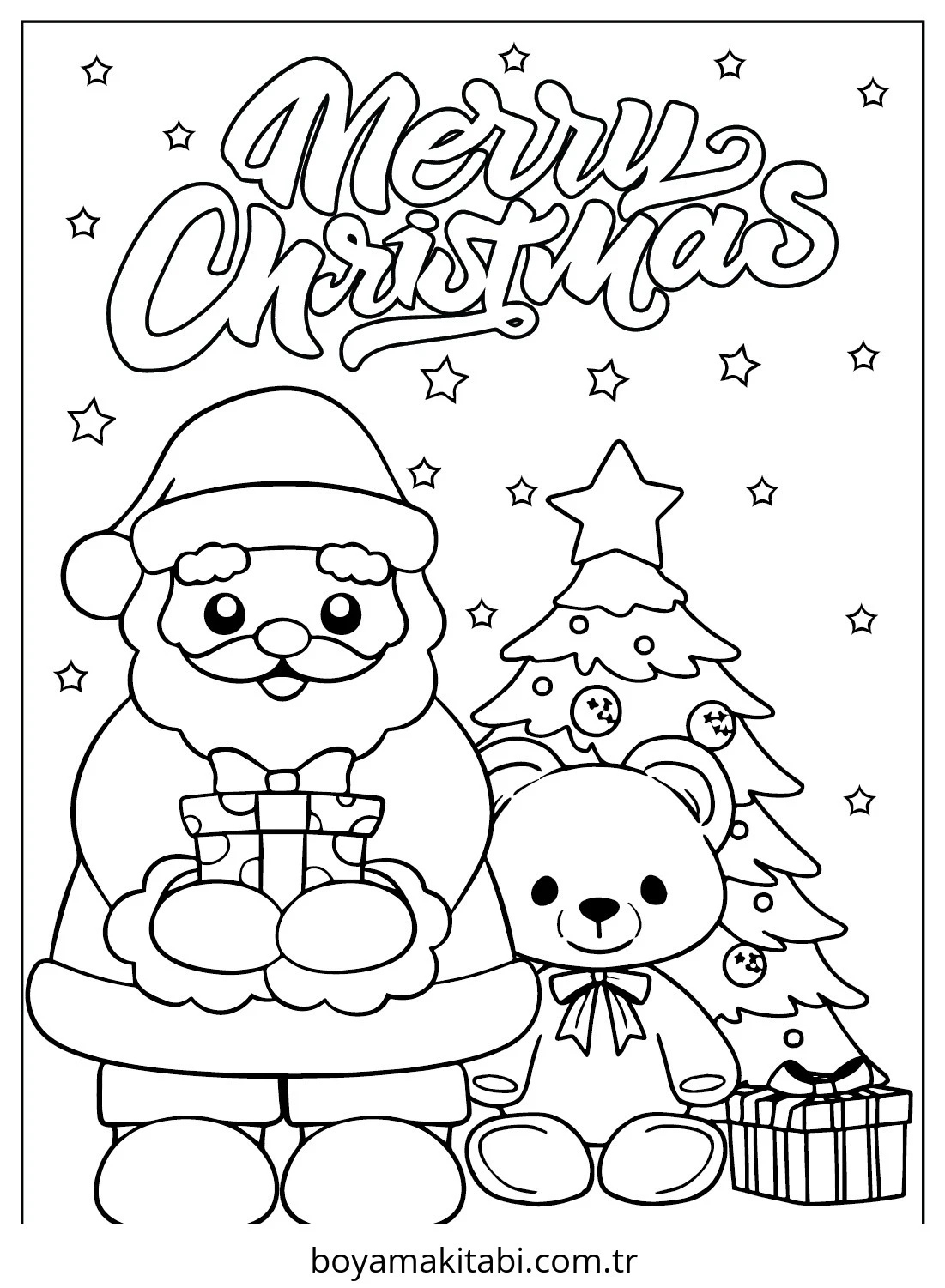 Santa Claus boyama sayfası – yaratıcılığı geliştirir, keyifli zaman