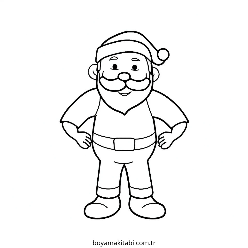 Santa Claus boyama sayfası – çizgi film temalı, basit çizim