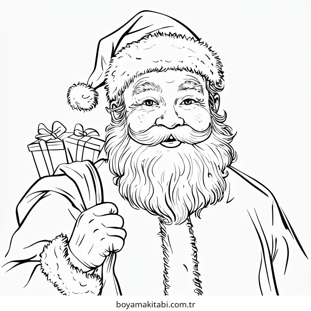 Santa Claus boyama sayfası – sanatsal çalışma, çocuklar için