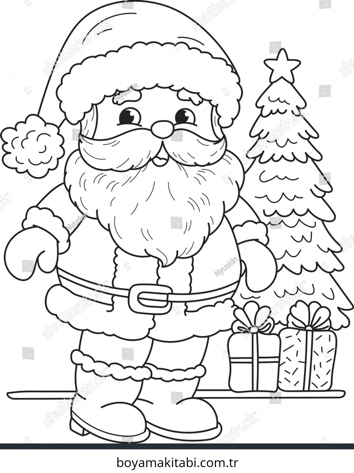 Santa Claus boyama sayfası – ücretsiz yazdır, boyama etkinliği