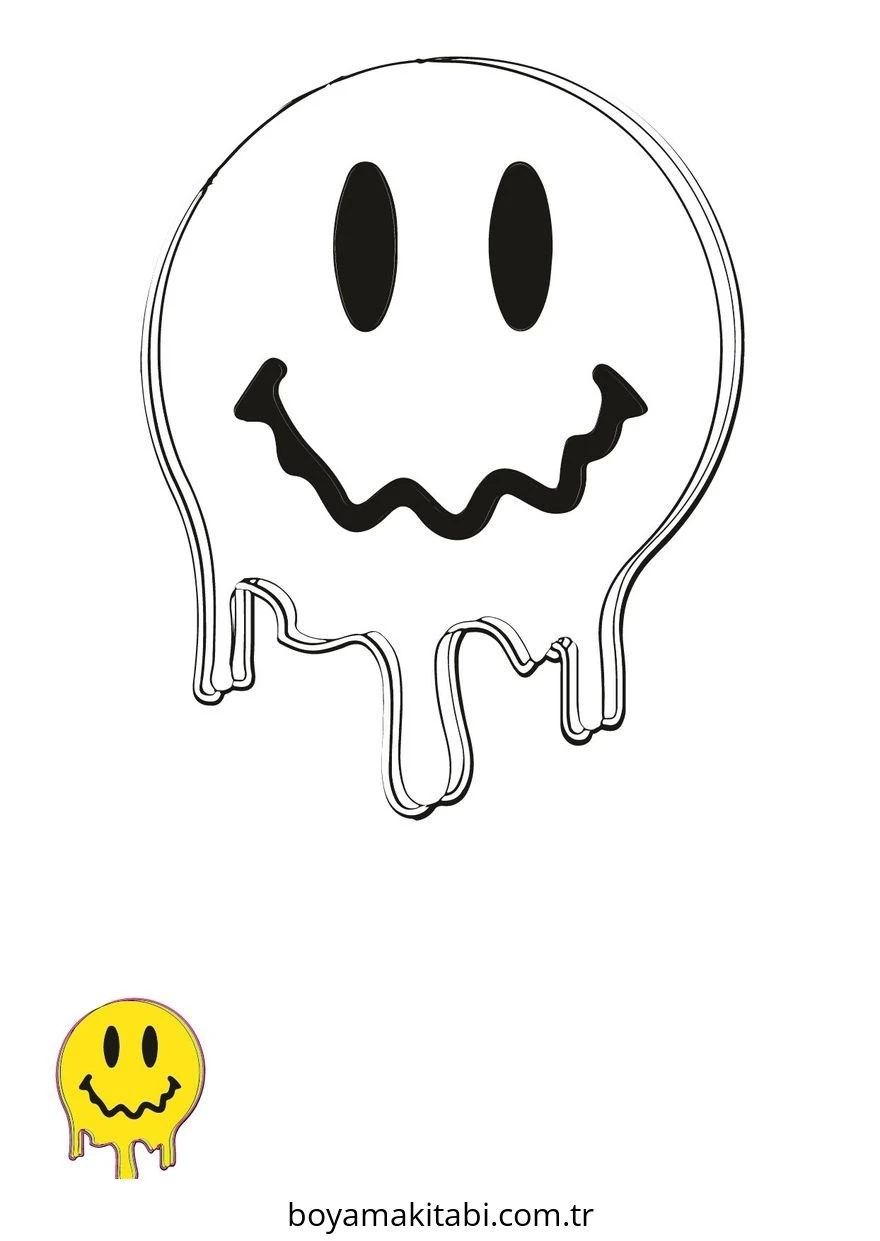 Emoji boyama sayfası – basit çizim, kolay boyama