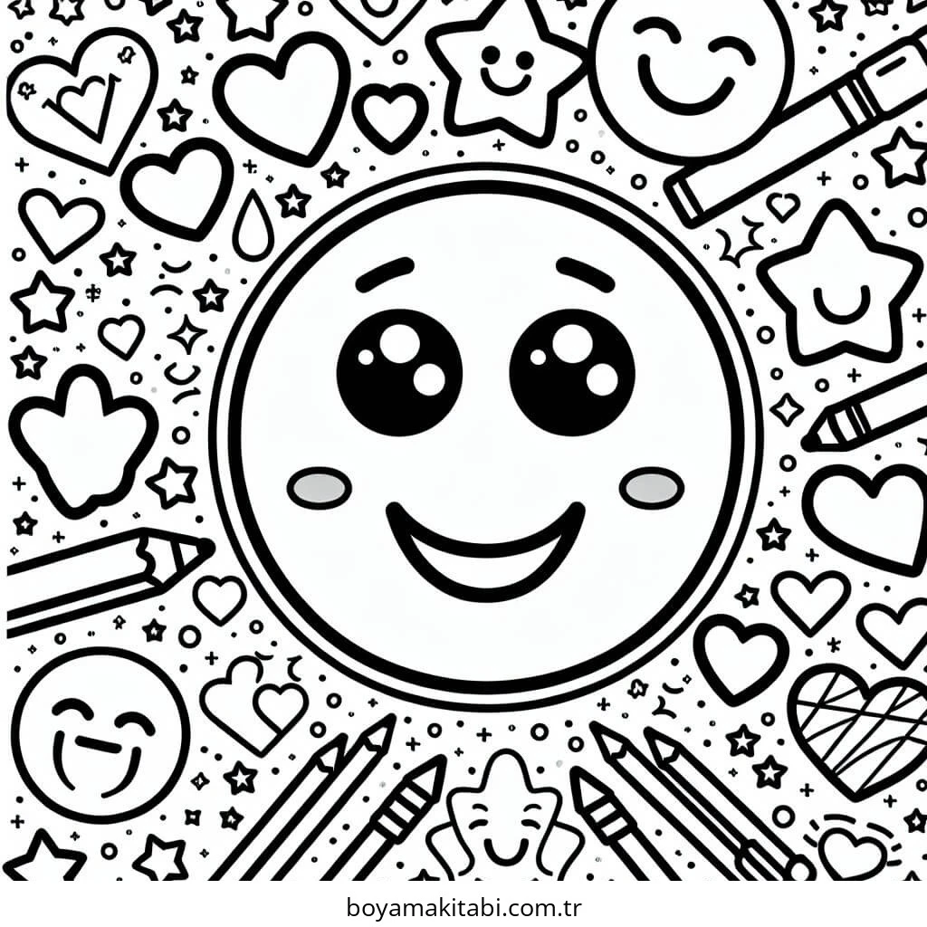Emoji boyama sayfası – renkli çizimler, okul öncesi