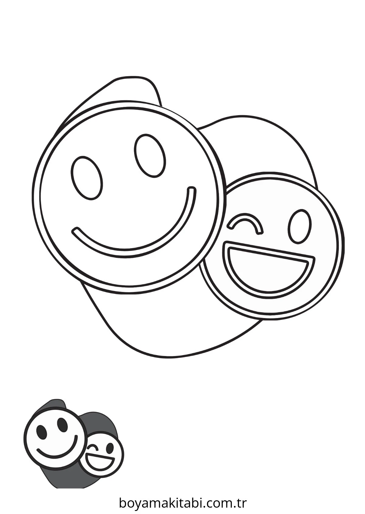 Emoji boyama sayfası – çocuklar için, çizgi film temalı