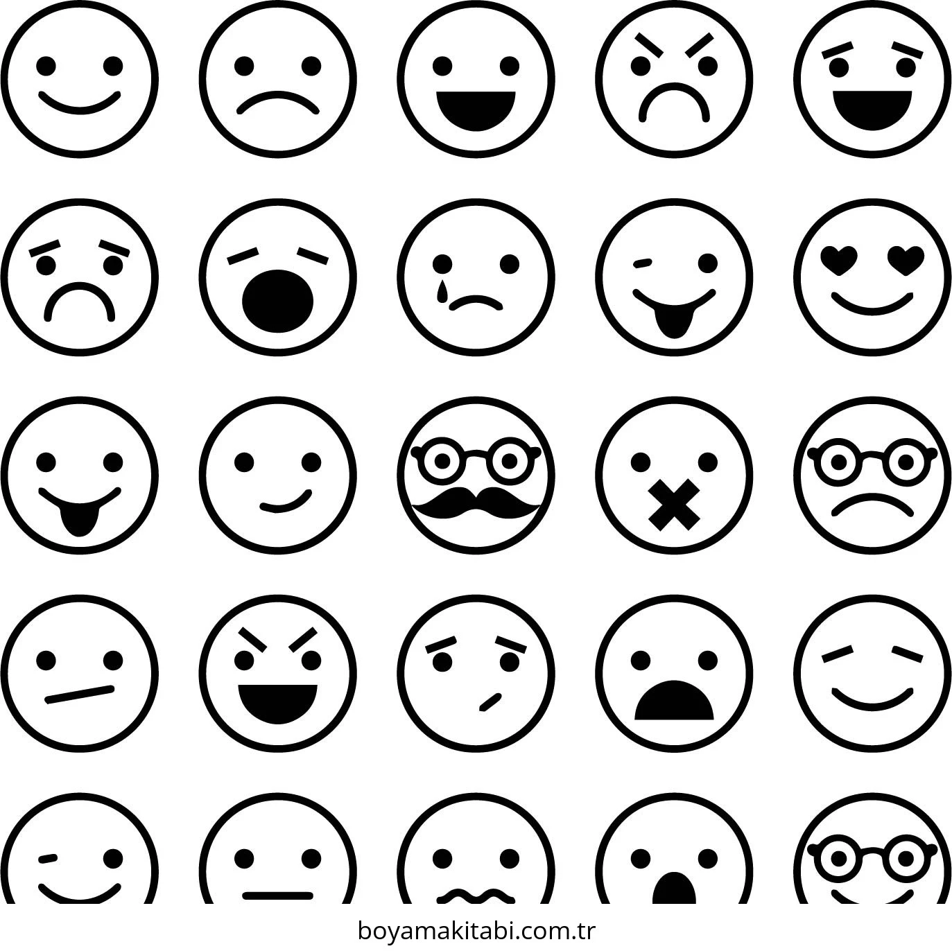 Emoji boyama sayfası – el becerilerini geliştirir, boyama çalışması