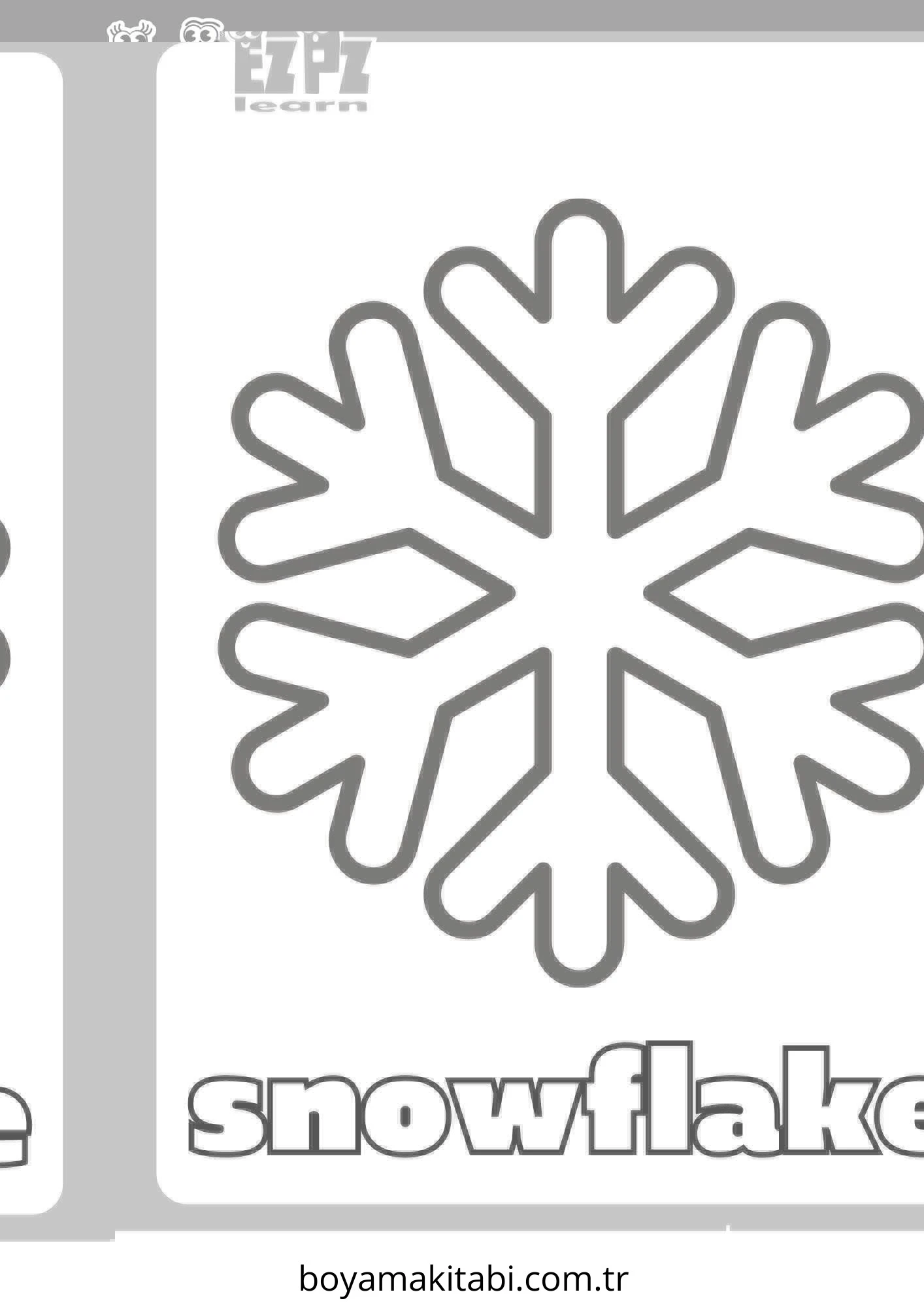 Kar Tanesi boyama sayfası – PDF indir, sevimli karakter
