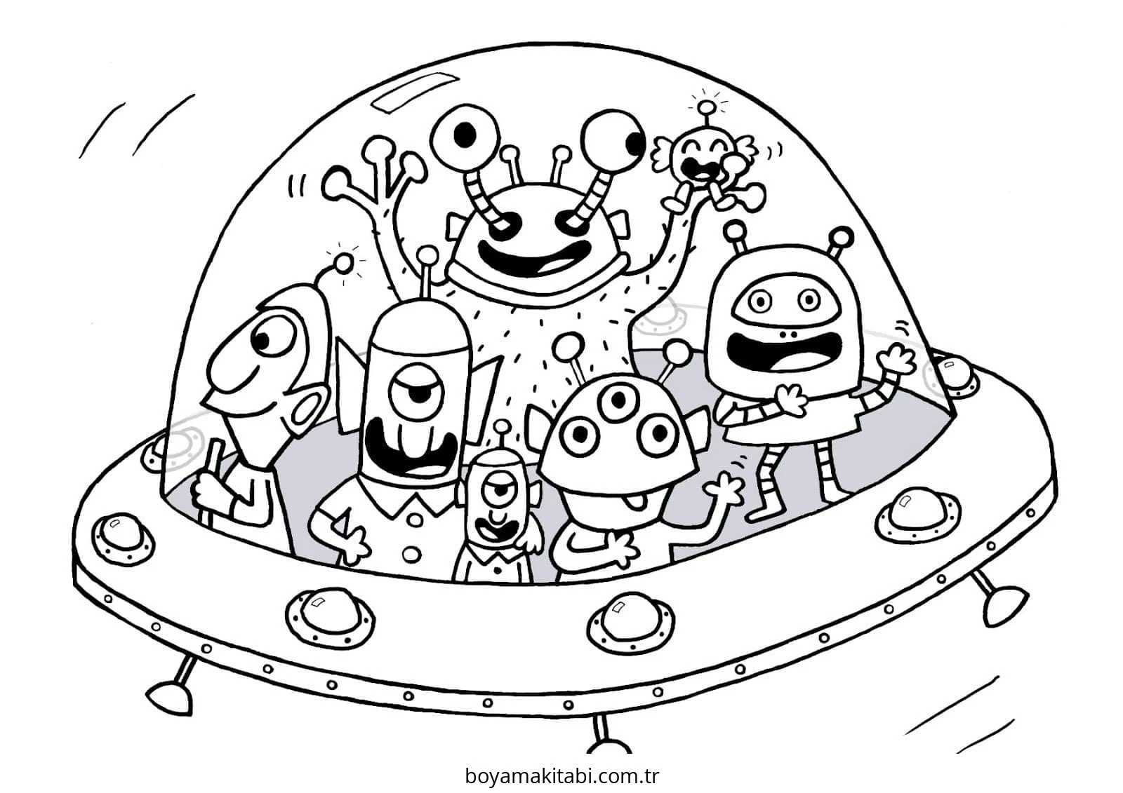 UFO boyama sayfası – el becerilerini geliştirir, boyama çalışması