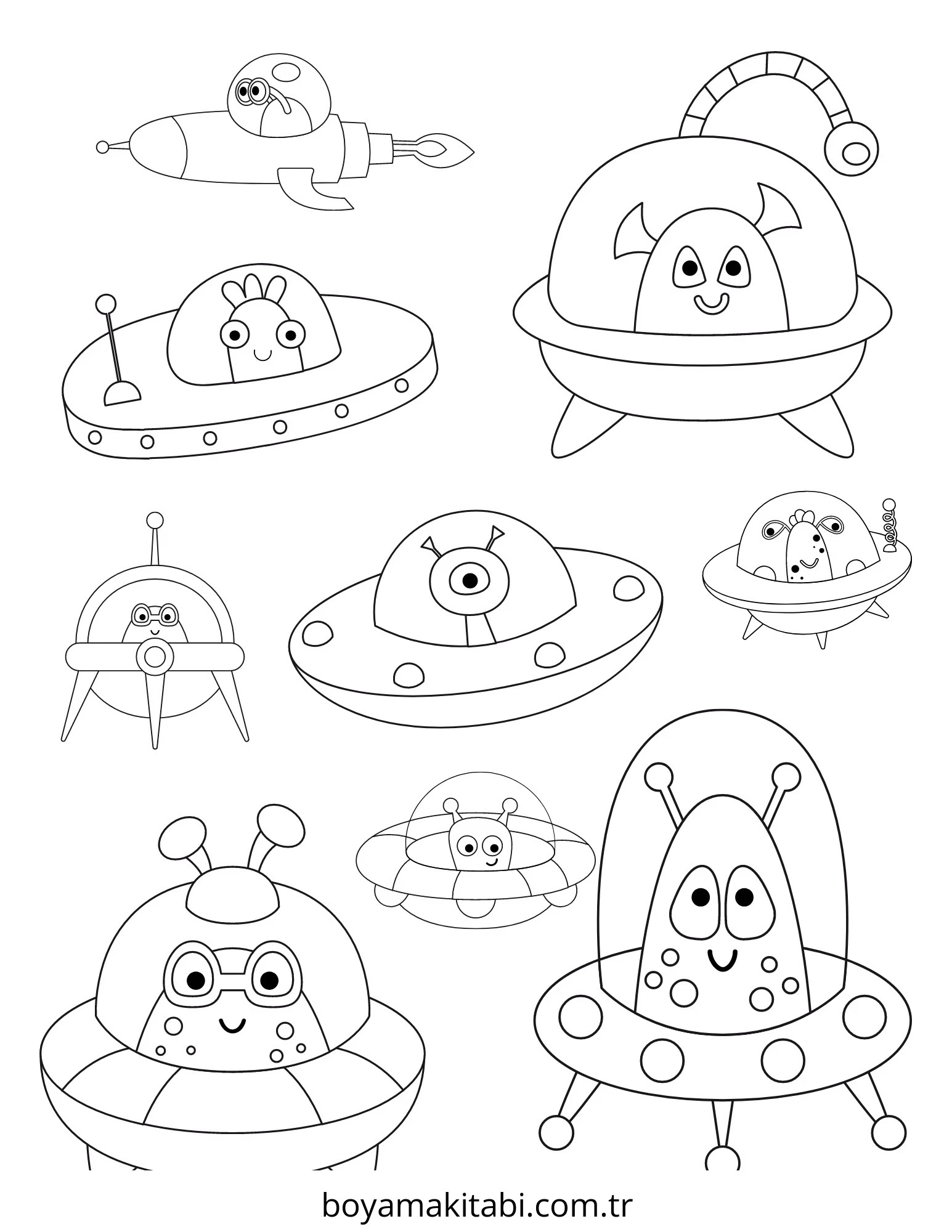 UFO boyama sayfası – evde etkinlik, ücretsiz yazdır
