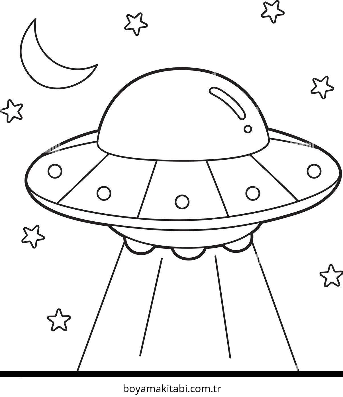 UFO boyama sayfası – eğlenceli etkinlik, el becerilerini geliştirir
