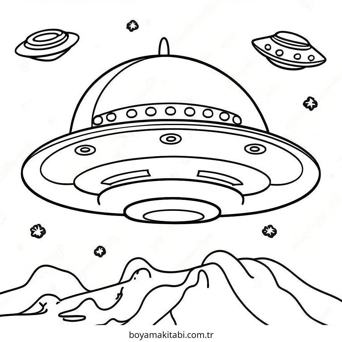 UFO boyama sayfası – boyama etkinliği, çocuk aktivitesi