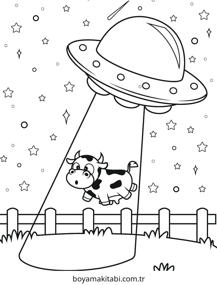UFO boyama sayfası – sevimli karakter, sanatsal çalışma