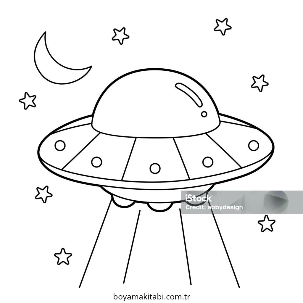 UFO boyama sayfası – evde etkinlik, ücretsiz yazdır