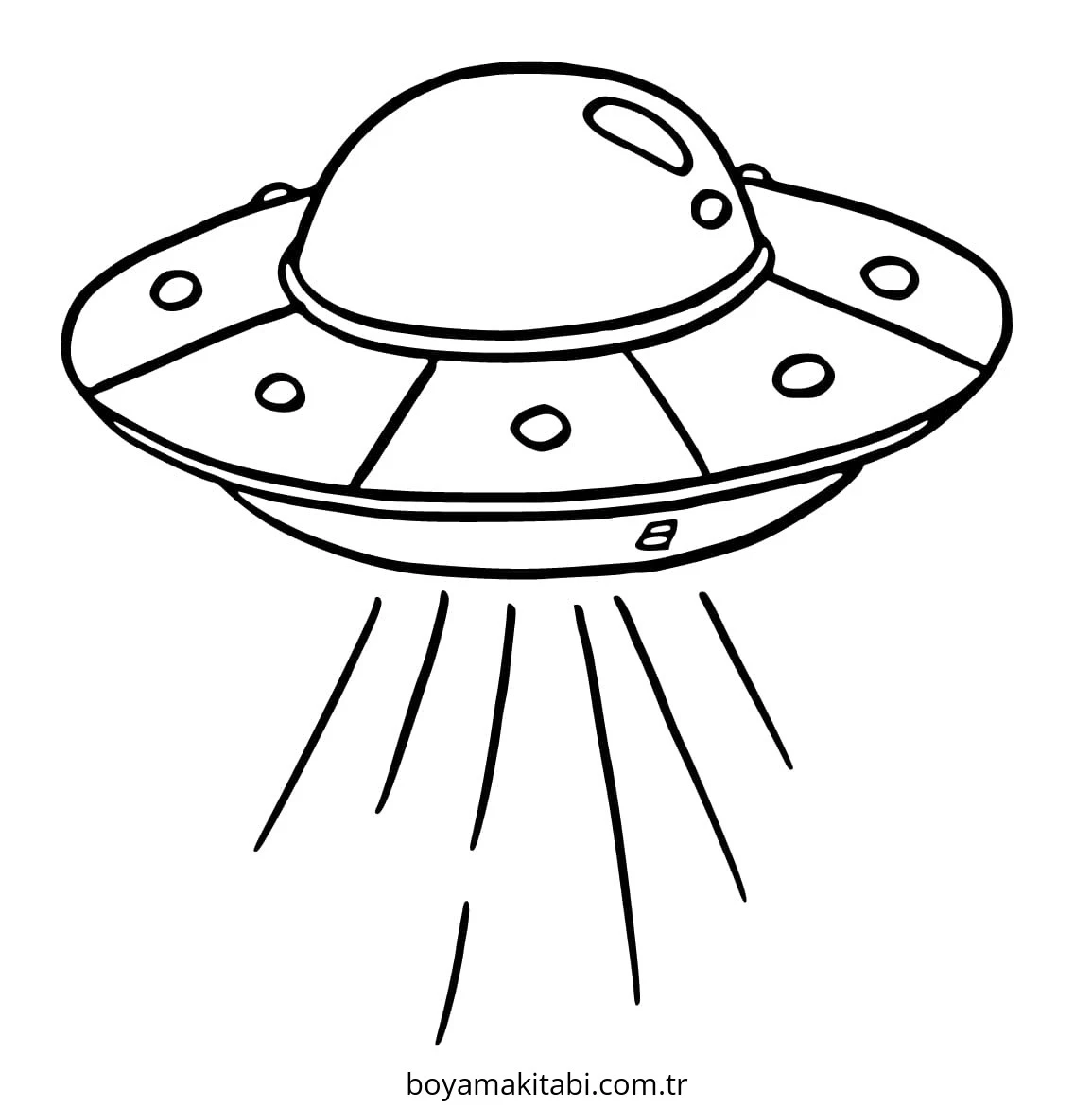UFO boyama sayfası – renkli çizimler, okul öncesi