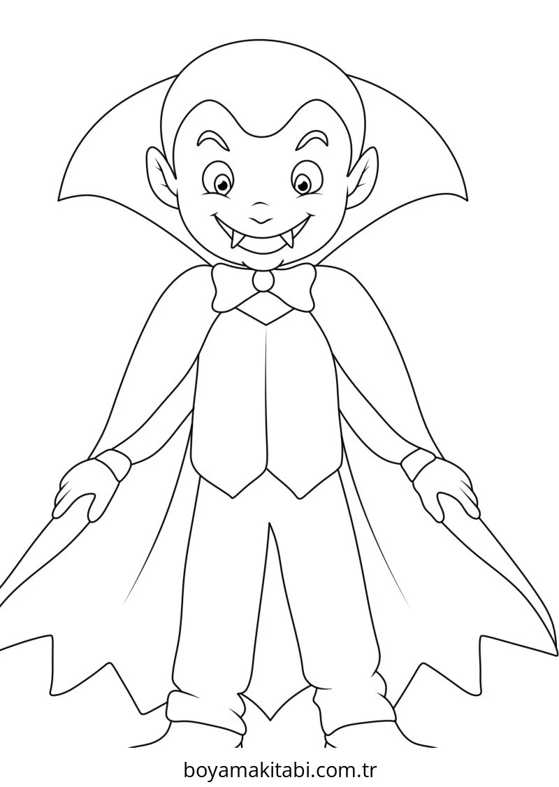 Vampir boyama sayfası – çocuk aktivitesi, PDF indir