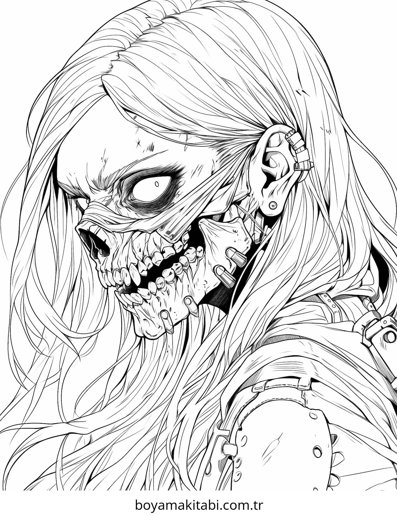 Zombi boyama sayfası – renkli çizimler, okul öncesi