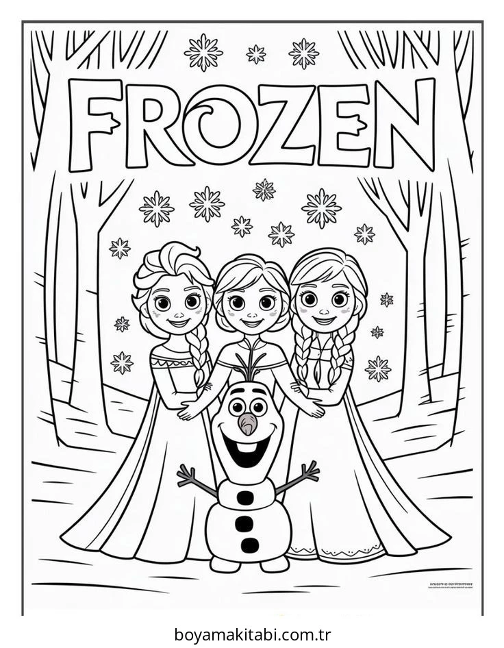 Frozen (Karlar Ülkesi) boyama sayfası – evde etkinlik, ücretsiz yazdır