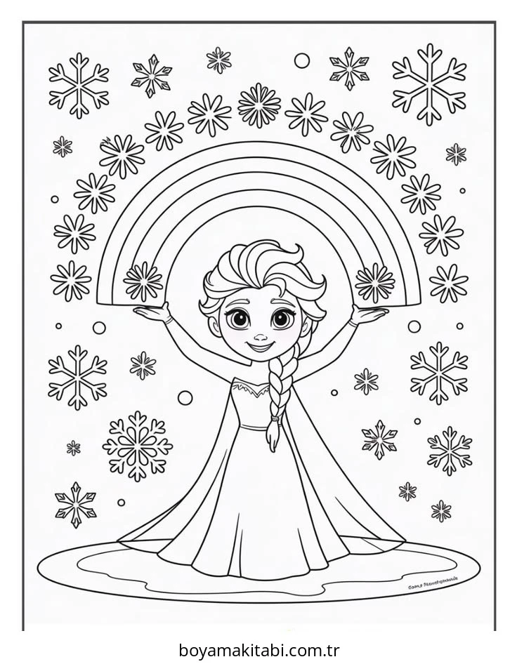 Frozen (Karlar Ülkesi) boyama sayfası – sanatsal çalışma, çocuklar için
