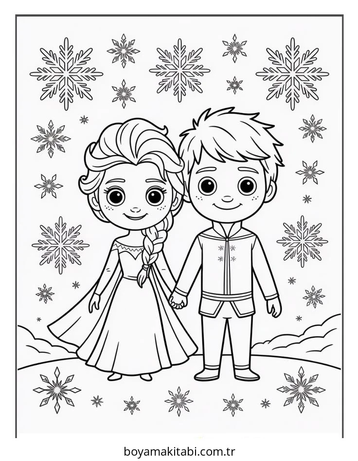 Frozen (Karlar Ülkesi) boyama sayfası – renkli çizimler, okul öncesi