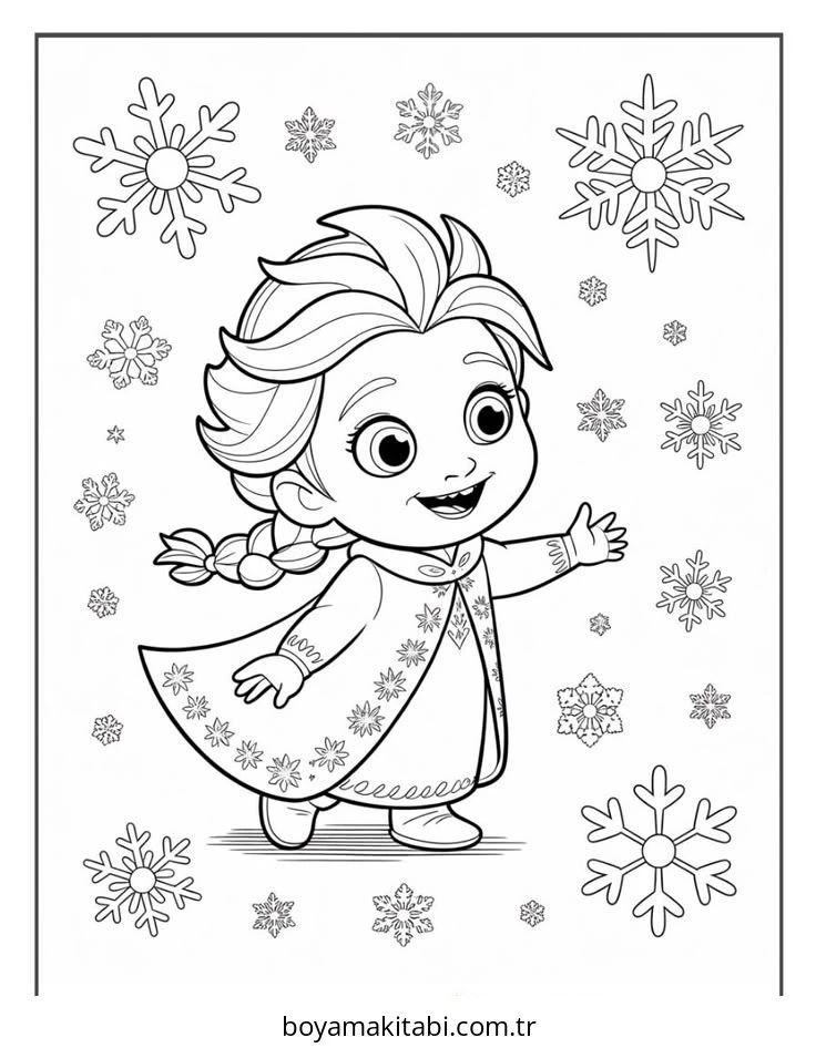 Frozen (Karlar Ülkesi) boyama sayfası – eğlenceli etkinlik, el becerilerini geliştirir