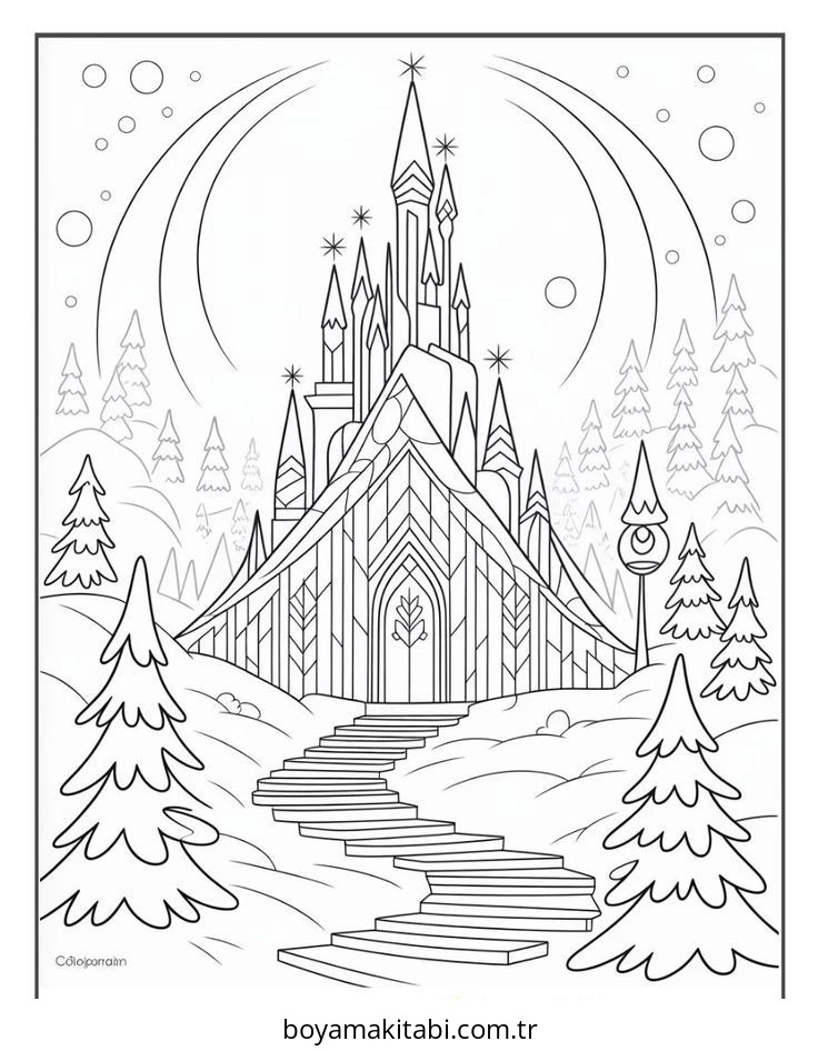 Frozen (Karlar Ülkesi) boyama sayfası – çizgi film temalı, basit çizim