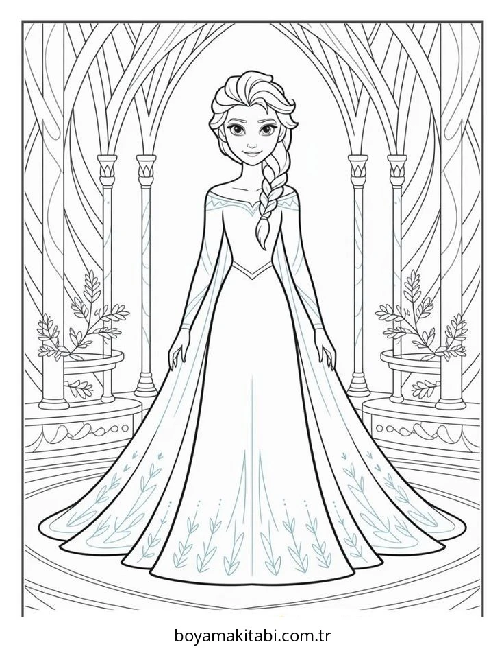 Frozen (Karlar Ülkesi) boyama sayfası – eğlenceli etkinlik, el becerilerini geliştirir