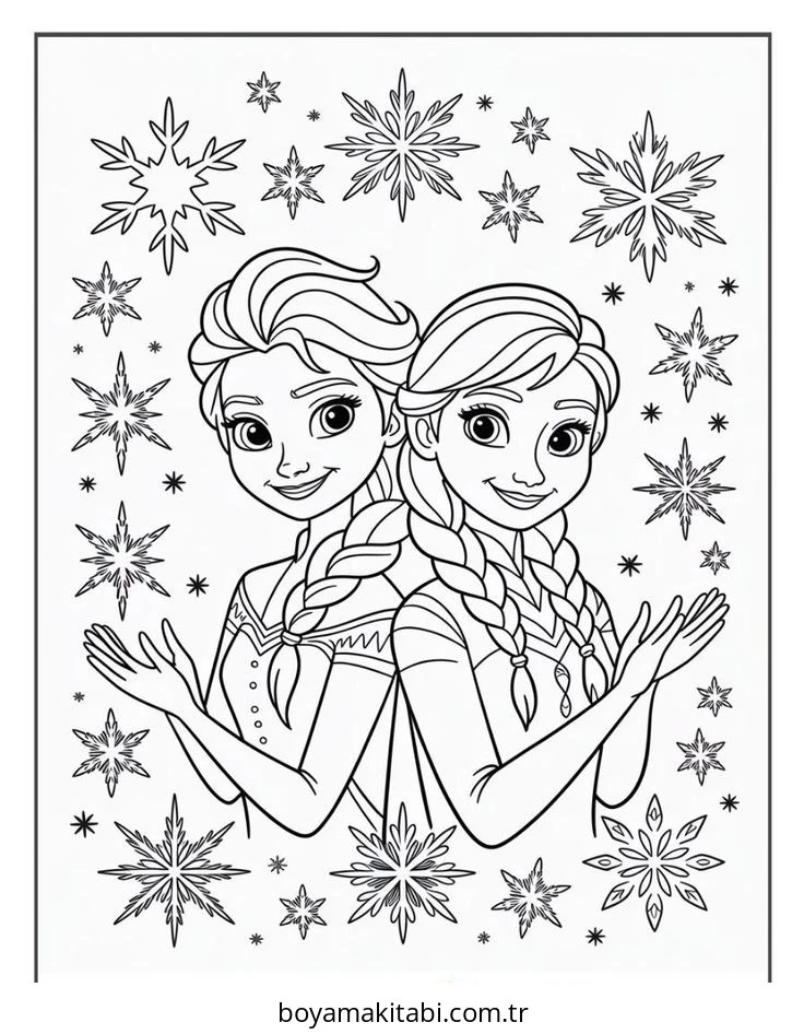 Frozen (Karlar Ülkesi) boyama sayfası – el becerilerini geliştirir, boyama çalışması