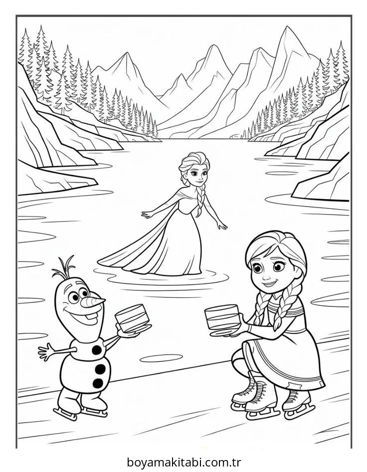 Frozen (Karlar Ülkesi) boyama sayfası – keyifli zaman, renkli çizimler
