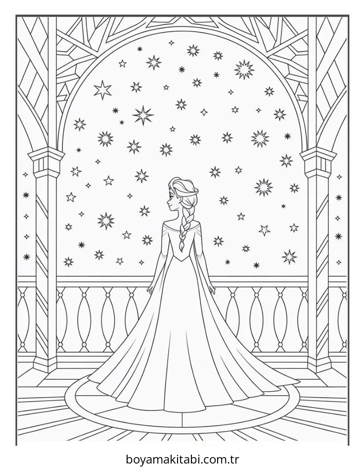 Frozen (Karlar Ülkesi) boyama sayfası – çocuk aktivitesi, PDF indir