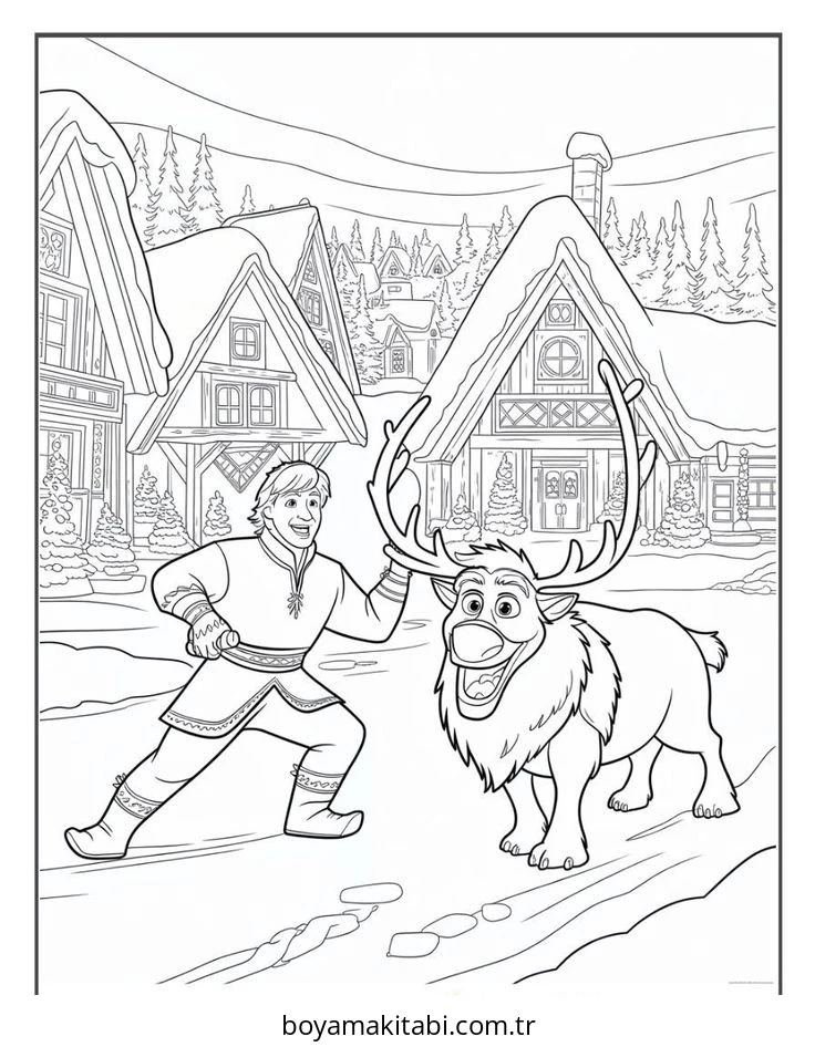 Frozen (Karlar Ülkesi) boyama sayfası – sanatsal çalışma, çocuklar için