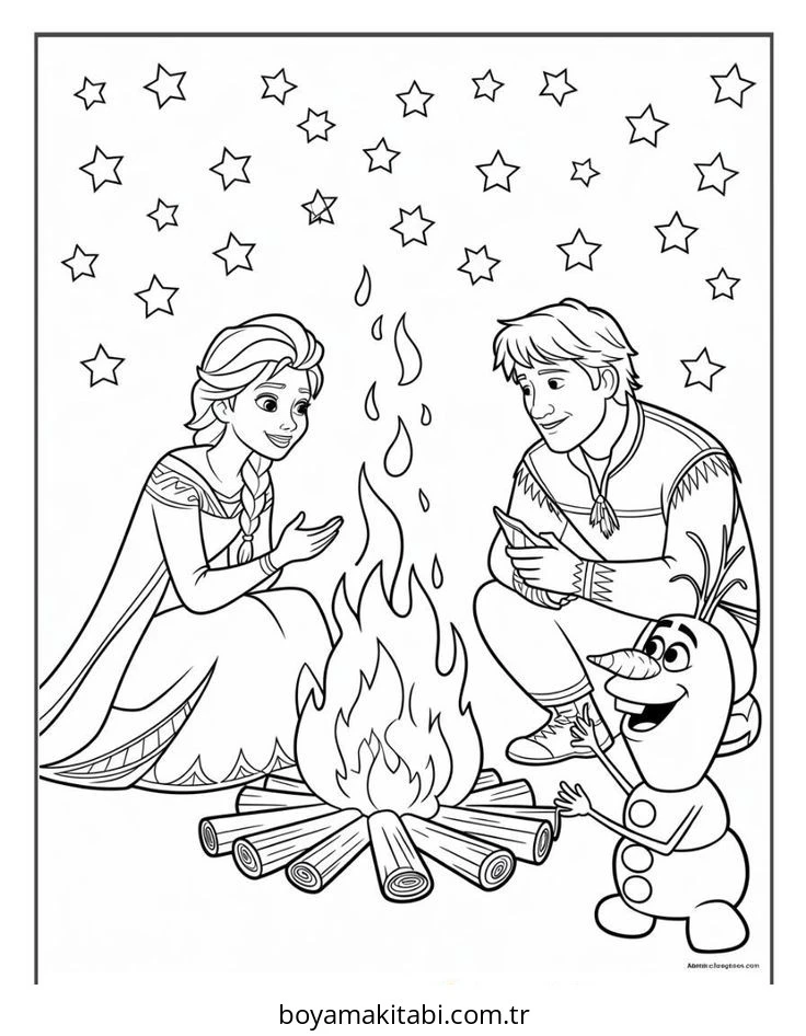 Frozen (Karlar Ülkesi) boyama sayfası – renkli çizimler, okul öncesi
