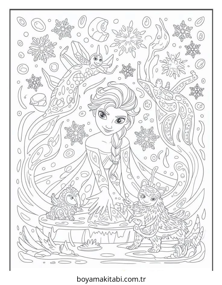 Frozen (Karlar Ülkesi) boyama sayfası – PDF indir, sevimli karakter
