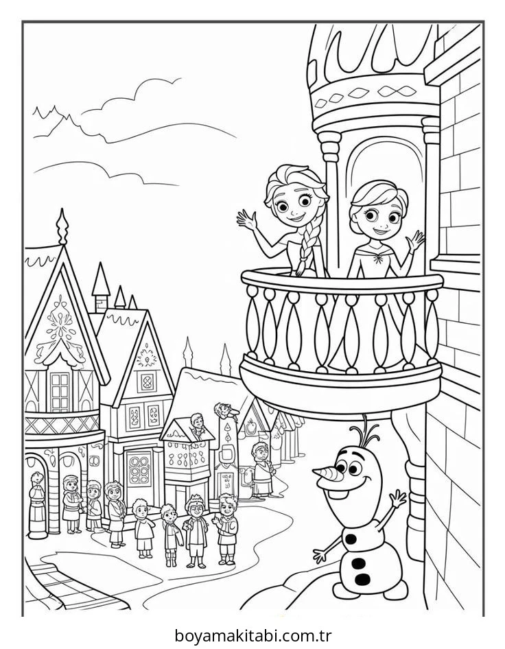 Frozen (Karlar Ülkesi) boyama sayfası – yaratıcılığı geliştirir, keyifli zaman