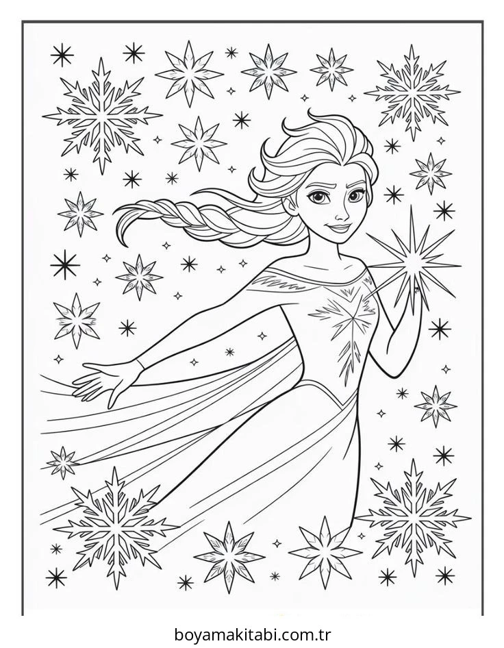 Frozen (Karlar Ülkesi) boyama sayfası – sanatsal çalışma, çocuklar için