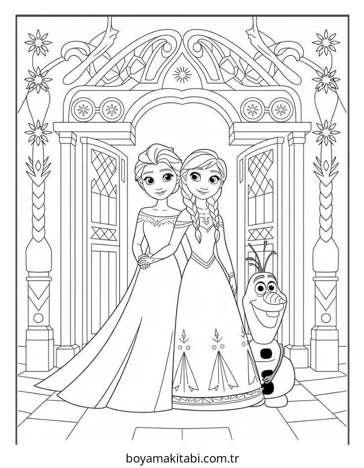 Frozen (Karlar Ülkesi) boyama sayfası – boyama çalışması, yaratıcılığı geliştirir