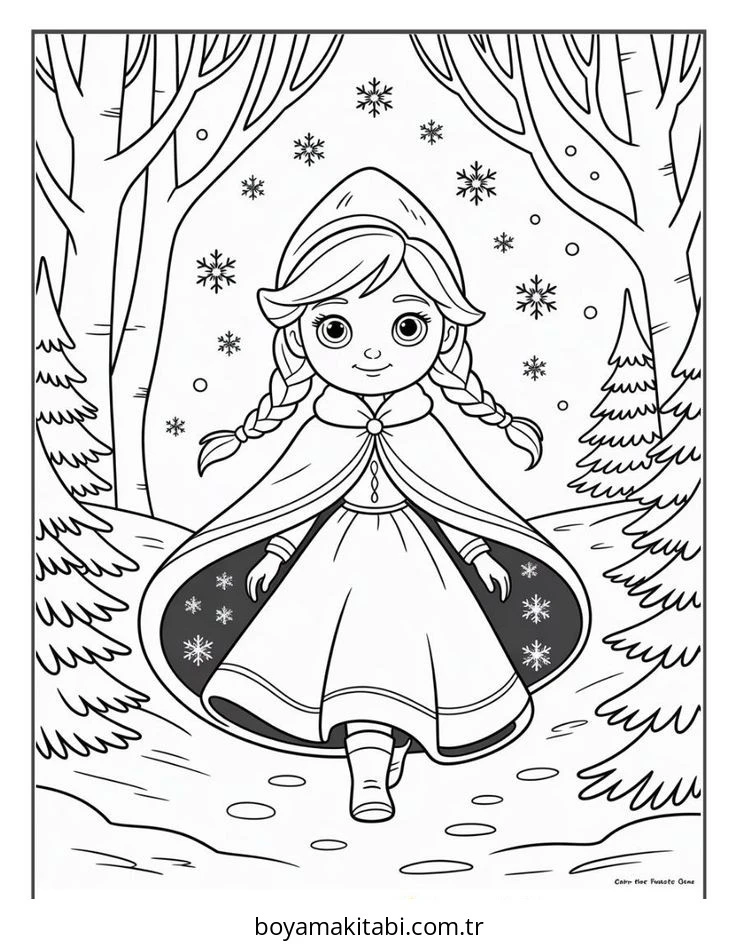 Frozen (Karlar Ülkesi) boyama sayfası – PDF indir, sevimli karakter