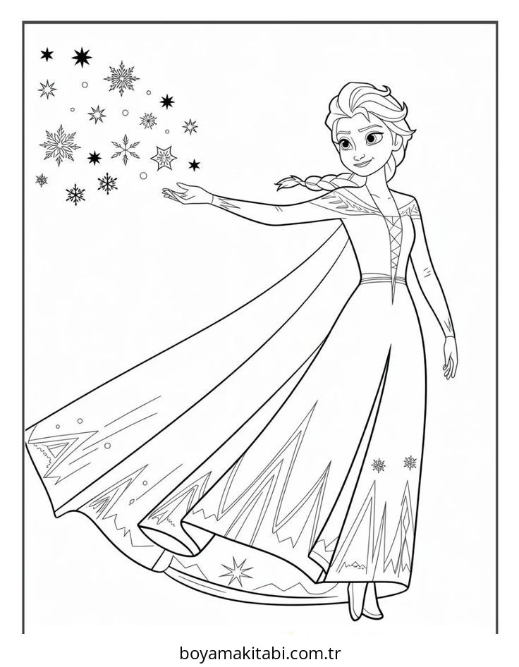 Frozen (Karlar Ülkesi) boyama sayfası – el becerilerini geliştirir, boyama çalışması