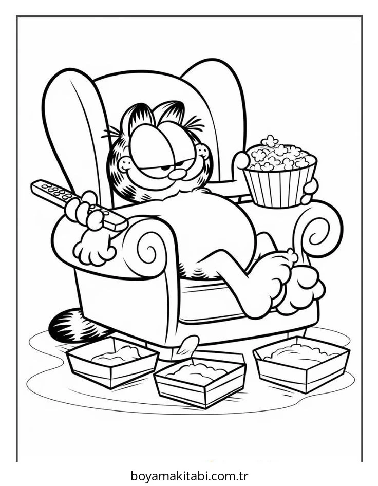 Garfield boyama sayfası #109 – mürekkep tasarrufu sağlar, PDF indir