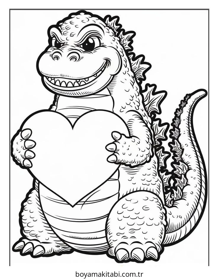 Godzilla boyama sayfası – el becerilerini geliştirir, boyama çalışması