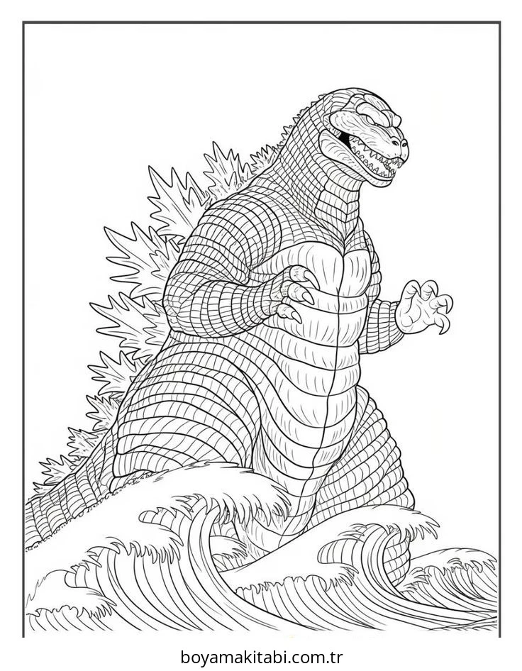 Godzilla boyama sayfası – keyifli zaman, renkli çizimler