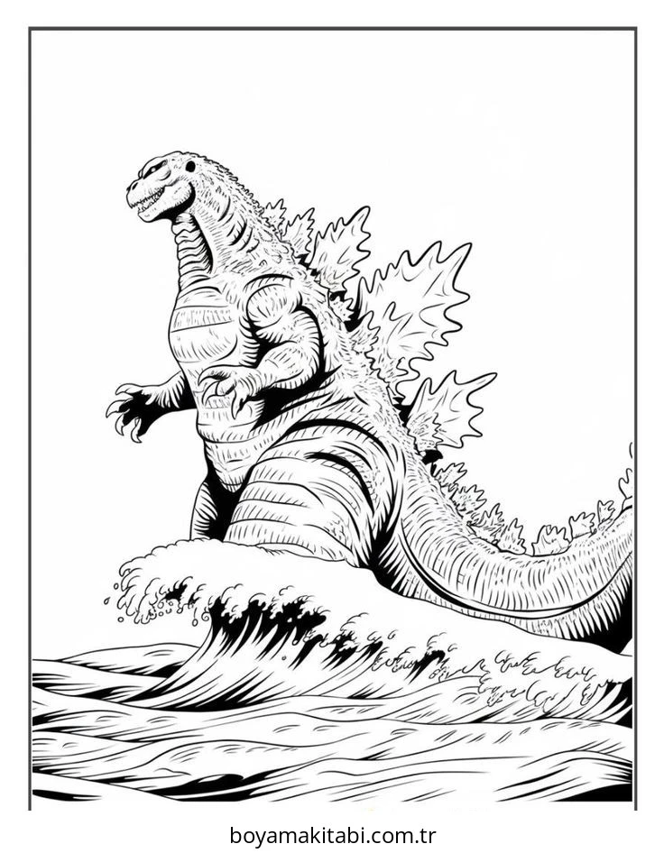Godzilla boyama sayfası – sanatsal çalışma, çocuklar için
