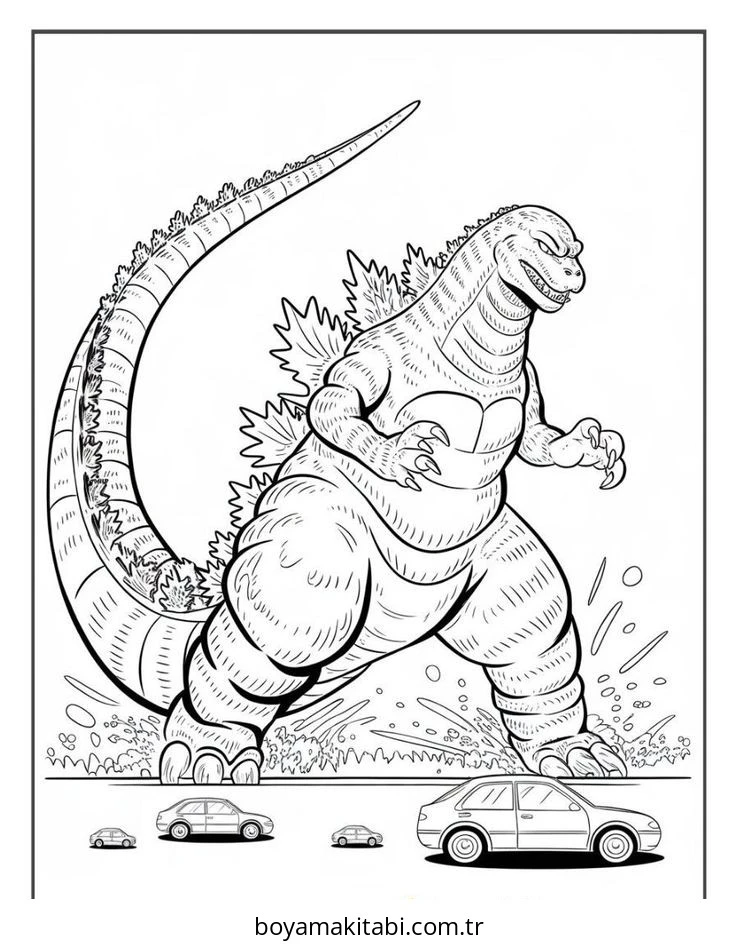 Godzilla boyama sayfası – yaratıcılık, eğlenceli etkinlik
