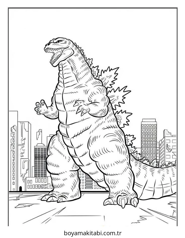Godzilla boyama sayfası – ücretsiz yazdır, boyama etkinliği