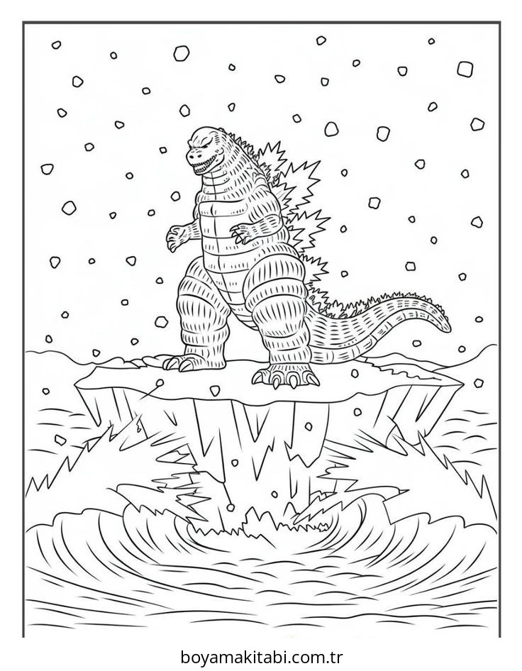 Godzilla boyama sayfası – yaratıcılığı geliştirir, keyifli zaman