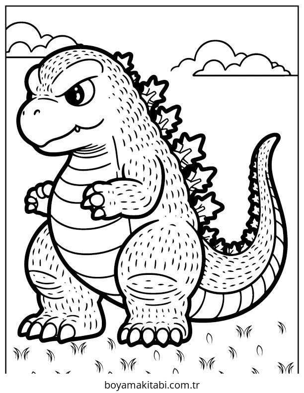 Godzilla boyama sayfası – okul öncesi, evde etkinlik