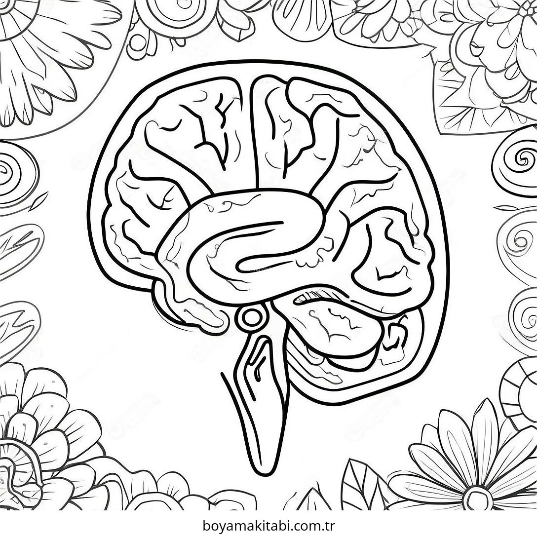 Beyin boyama sayfası – çocuk aktivitesi, PDF indir