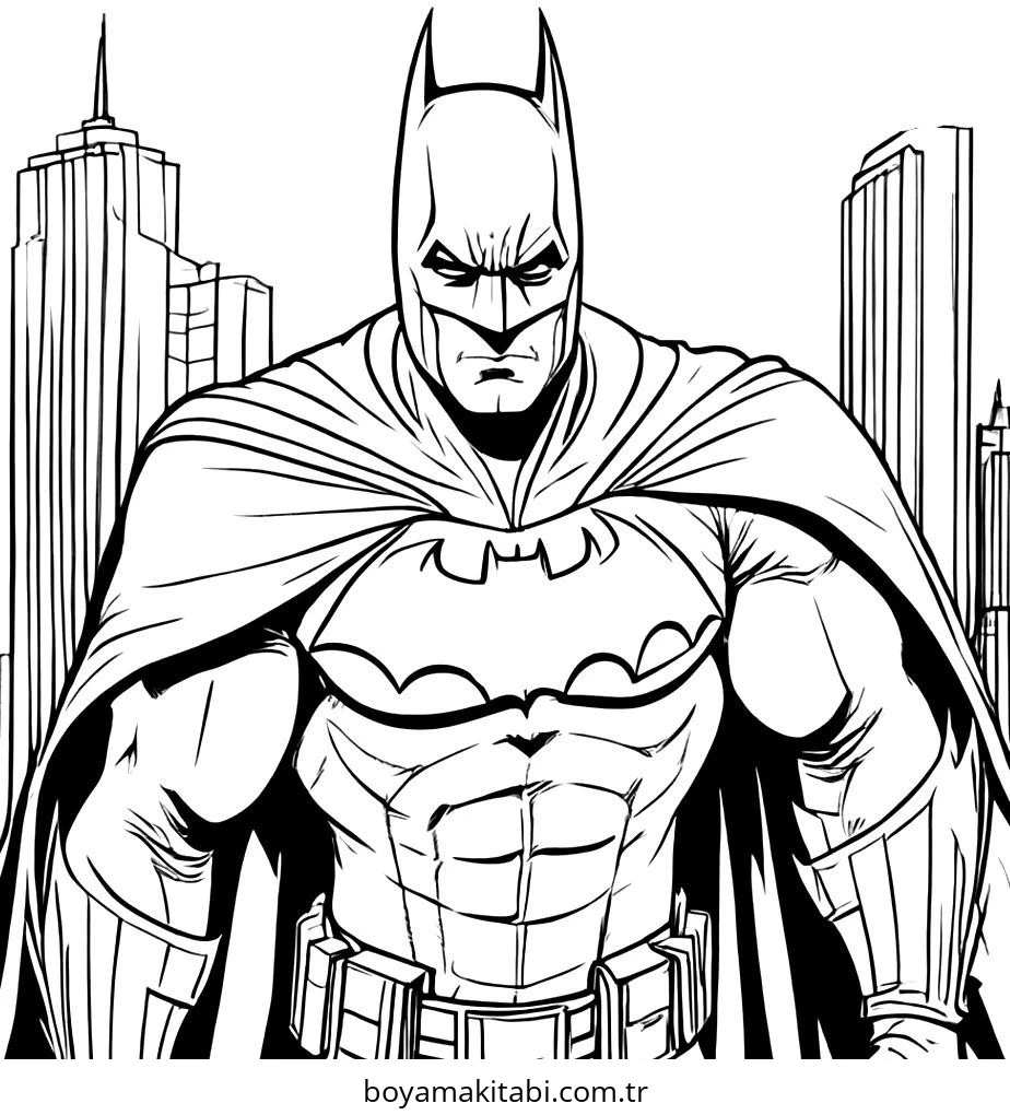 Batman boyama sayfası – basit çizim, kolay boyama