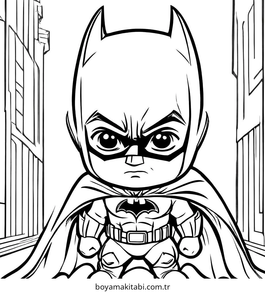 Batman boyama sayfası – PDF indir, sevimli karakter