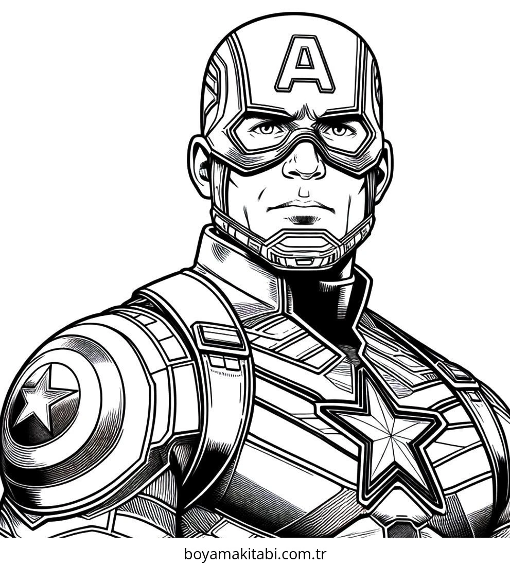 Captain America boyama sayfası – sanatsal çalışma, çocuklar için