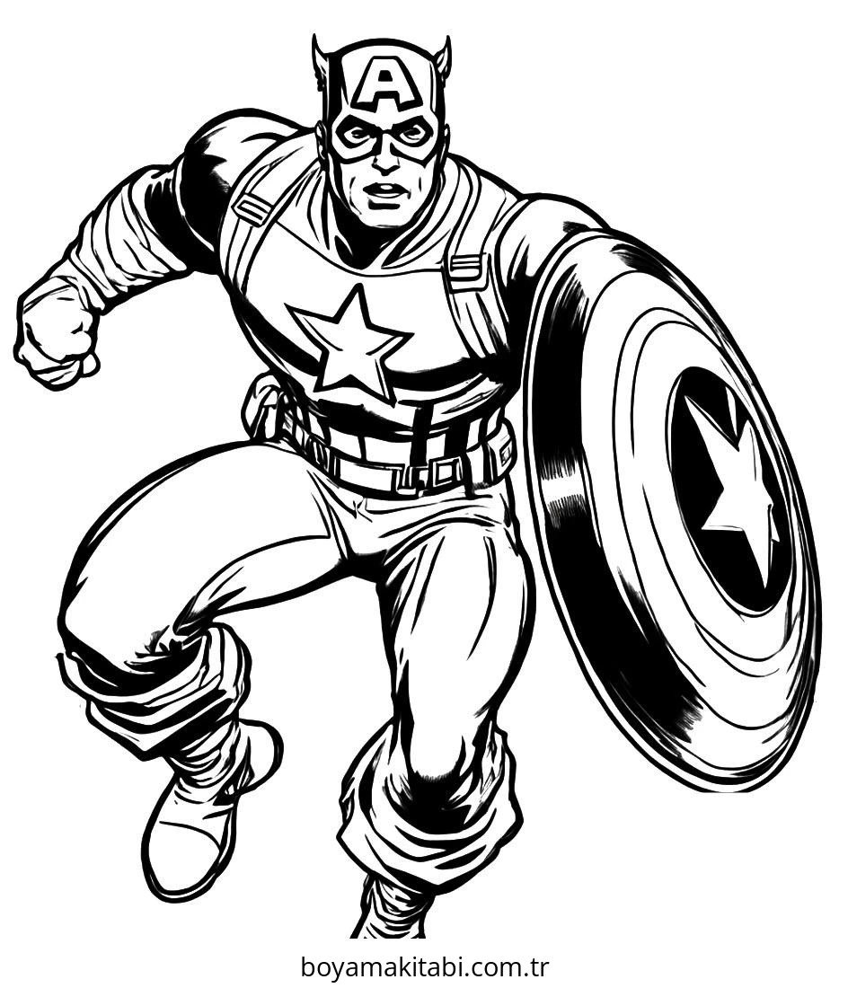 Captain America boyama sayfası – yaratıcılık, eğlenceli etkinlik