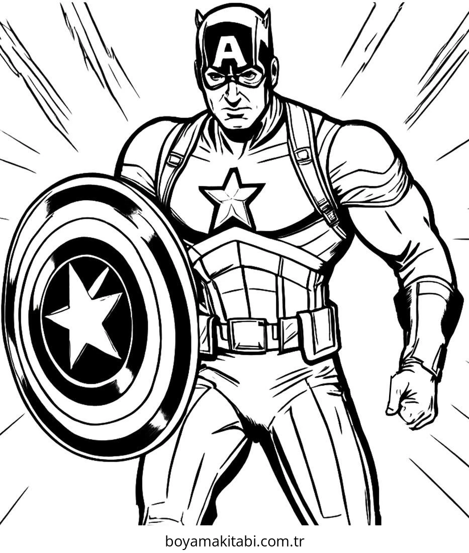 Captain America boyama sayfası – çocuklar için, çizgi film temalı